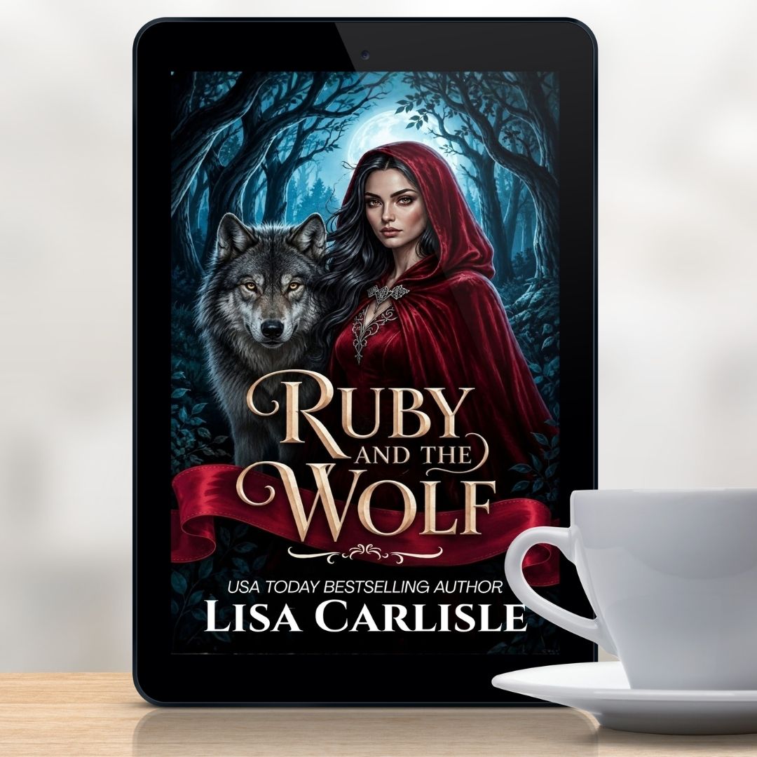 ebook cover of Ruby and the Wolf with woman in red cloak and wolf