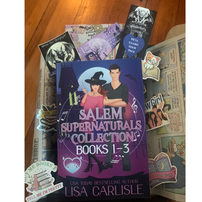 Salem book collection in a box with stickers